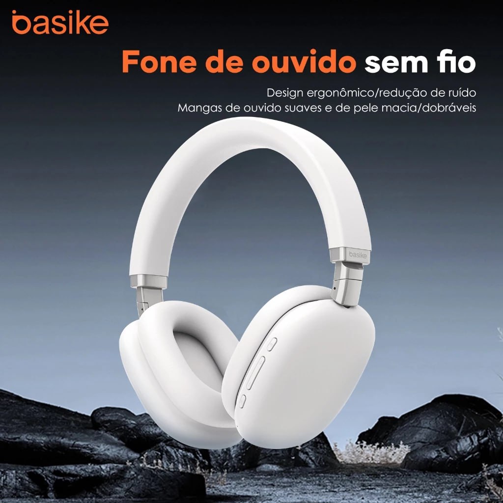 Basike Fone De Ouvido Bluetooth Estéreo Sem Fio V5.4 Hifi Dobrável Esporte Headset