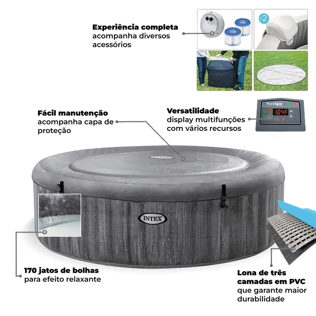 Spa Banheira Ofurô Inflável Greywood Deluxe 6 Lugares 1098 Litros