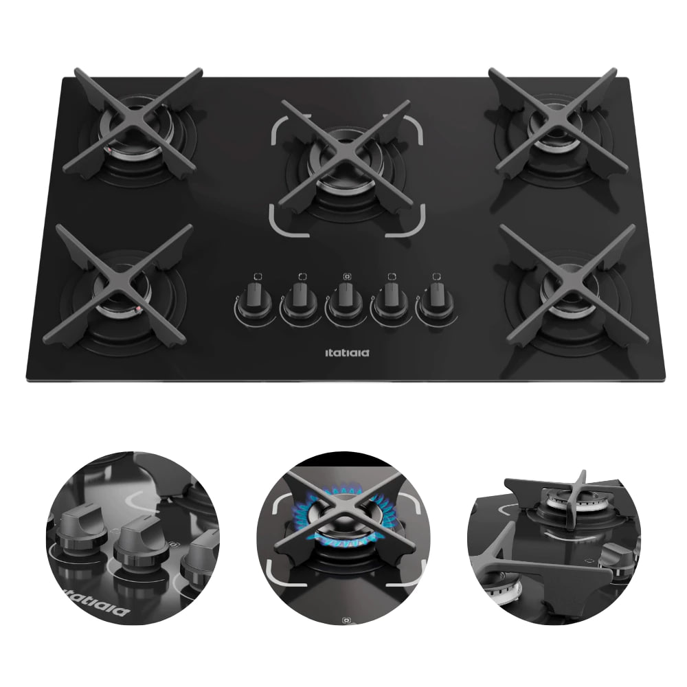 Fogão Cooktop 5 Bocas Itatiaia Trempe Ferro Fundido Itacook Premium