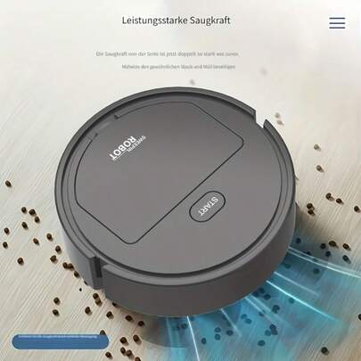 Aspirador robô 3 em 1 com esfregão para limpeza de diversas superfícies na cozinha, banheiro e sala de estar